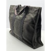 Hermes Canvas Herline MM Tote Bag Shoulder Bag Black Grey Classic Design
