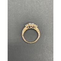 Ladies 10ct Yellow Gold Moissanite Stone Ring (Pre-Owned)