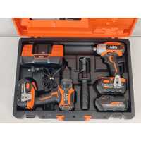 AEG 18V 2 Piece Fusion Tool Kit with Batteries and Charger in Case (Pre-owned)