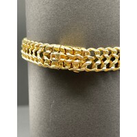 Unisex 14ct Yellow Gold Double Curb Link Diamond Bracelet (Pre-Owned)