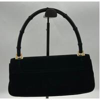 Gucci Top Flap Suede Bamboo Handle Handbag for Women in Black Finish