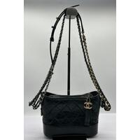 Chanel Aged Calfskin Quilted Small Gabrielle Hobo Black Bag