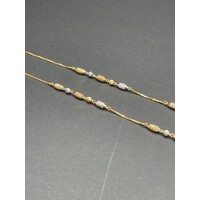 Ladies 22ct Yellow Gold Two Tone Box Link Beaded Necklace (Pre-Owned)