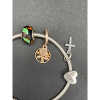 Ladies 925 Sterling Silver Snake Link Charm Bracelet (Pre-Owned)