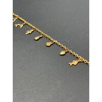 Ladies 14ct Yellow Gold Belcher Link Charm Bracelet (Pre-Owned)