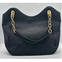 Michael Kors Ladies Handbag Black E-1206 Gold Plated Medallion with Dust Bag