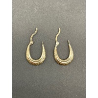 Ladies 9ct Yellow Gold Oval Hoop Earrings