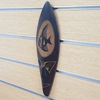 Fiji Wooden Tribal Mask Ornamental Wall Art Carved Fish Design 49cm