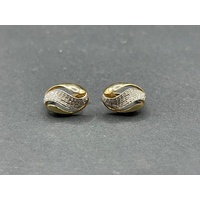 Ladies 9ct Yellow Gold Diamond Hinged Earrings