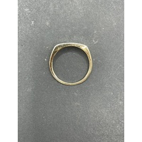 Mens 9ct Yellow Gold Signet Diamond Ring