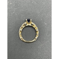 Ladies 18ct Yellow Gold Blue Sapphire and Diamond Ring