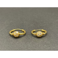 Ladies 21ct Yellow Gold Cubic Zirconia Hoop Earrings