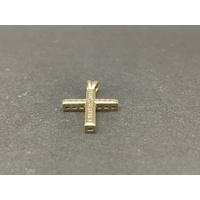 Unisex 9ct Yellow Gold Diamond Cross Pendant