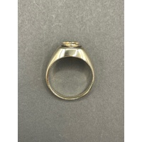 Men's 9ct Yellow Gold Horse Head and Shoe Black Gemstone Ring