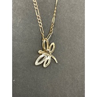 Ladies 9ct Yellow Gold Figaro Link Necklace & Dragonfly Pendant
