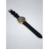 Guess W1174G4 Mens Gold Tone Black Rubber Strap Watch Sporty Chronograph