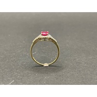 Ladies 9ct Yellow Gold Red Gemstone Ring
