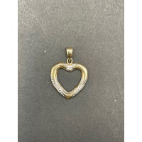 Ladies 9ct Two Tone Gold Heart Pendant