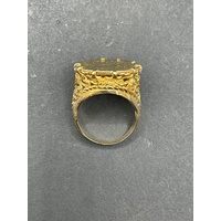 Mens 18ct Yellow Gold Round Sovereign Coin Ring