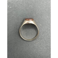 Mens 9ct Yellow Gold Amber Gemstone Ring