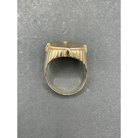 Mens 14ct Yellow Gold Round Sovereign Coin Ring