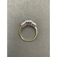 Ladies 10ct Yellow Gold Blue Sapphire and Diamonds Ring