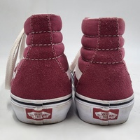 Vans Sk8-Hi High Top Skate Shoes Mens US 7 Womens 8.5 Burgundy White