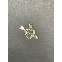 Ladies 9ct Yellow Gold Heart and Arrow Pendant