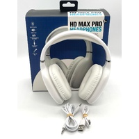 HD Max Pro Wireless Bluetooth Headphones with Built-In Mic White