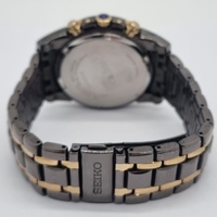 Seiko Solar Chronograph V172-0AV0 Two Tone Crystal Bezel 100m WR Watch