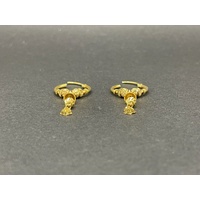 Ladies 22ct Yellow Gold Round Hoop Dangle Earrings