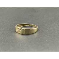 Mens 9ct Yellow Gold Diamond Signet Ring