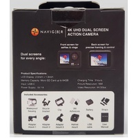 Navig8r Trek 4K UHD Dual Screen Action Camera Black 30m Waterproof