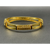 Ladies 23ct Yellow Gold Round Pattern Bangle