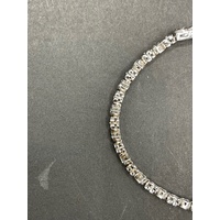 Ladies 925 Sterling Silver Heart Link Diamond Tennis Bracelet