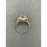 Ladies 9ct Yellow Gold Purple Gemstone Vintage Design Ring