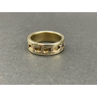 Mens 9ct Yellow Gold Curb Pattern Ring
