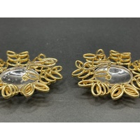 Ladies 18ct Two Tone Gold Flower Stud Earrings