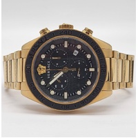 Versace Greca Dome Chrono Quartz Stainless Steel Gold Black Ladies Watch VE6K