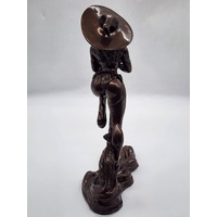Nude Witch on Broom Bronze Statue 27cm High x 15cm Wide