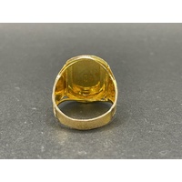 Mens 21ct Yellow Gold Pattern Ring