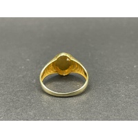Mens 9ct Yellow Gold Oval Signet Diamond Ring