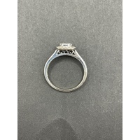 Ladies 9ct White Gold Diamond Halo Ring
