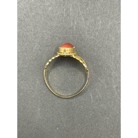 Unisex 22ct Yellow Gold Orange Gemstone Ring