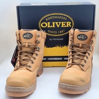 Oliver 55332Z Steel Cap Lace Up Zip Sided Mid Cut Wheat Safety Boots Size 10.5