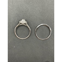 Ladies 14ct White Gold Diamond Ring Bridal Set