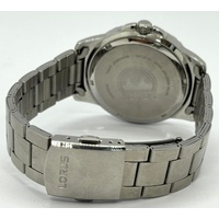 Lorus Mens Stainless Steel Analog Watch Black Dial Day Date 10BAR WR Boxed