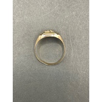 Mens 9ct Yellow Gold Cubic Zirconia Letter J Ring