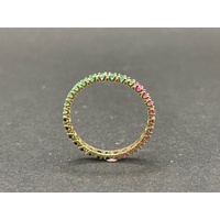 Ladies 14ct Yellow Gold Multi Coloured Gemstone Ring