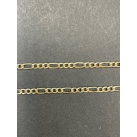 Ladies 9ct Yellow Gold Figaro Link Chain & Bar Pendant